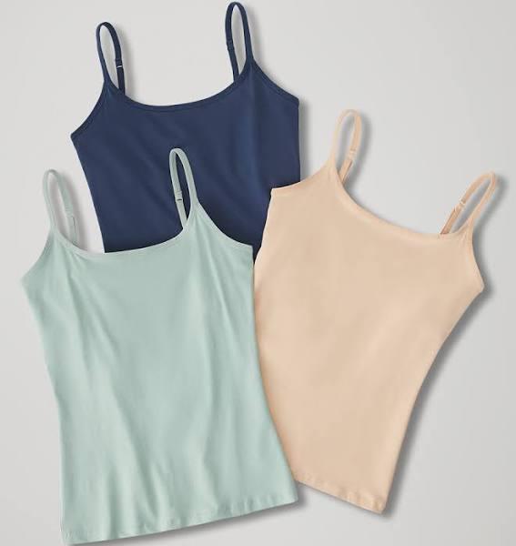 Pact Organic Cotton Shelf Bra Camisole 3-Pack Women's Sleeveless Silent Night : XL