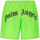 Palm Angels Curved Logo Bold Swim Shorts Green