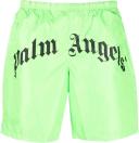 Palm Angels Curved Logo Bold Swim Shorts Green