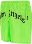 Palm Angels Curved Logo Bold Swim Shorts Green