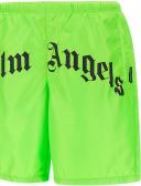 Palm Angels Curved Logo Bold Swim Shorts Green