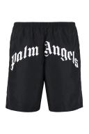 Palm Angels Curved Logo Swim Shorts Black . Size L
