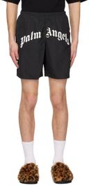 Palm Angels Curved Logo Swim Shorts Black . Size S