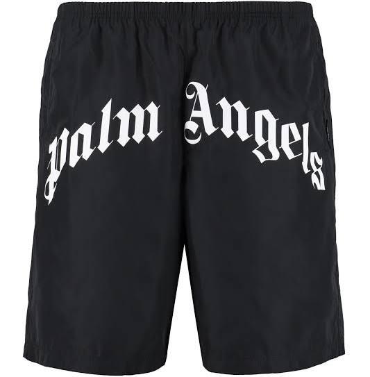 Palm Angels Curved Logo Swim Shorts Black . Size S