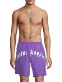Palm Angels Curved Logo Swim Shorts Purple