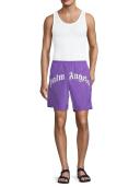 Palm Angels Curved Logo Swim Shorts Purple