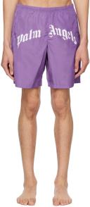 Palm Angels Curved Logo Swim Shorts Purple