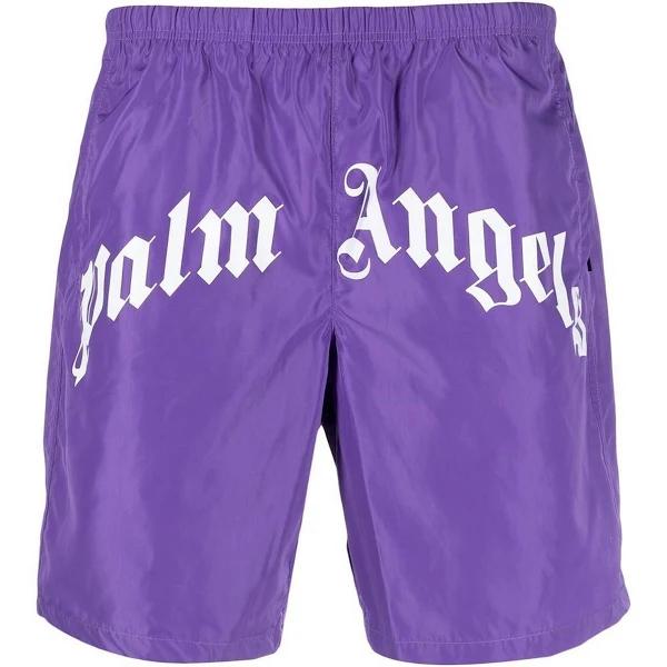 Palm Angels Curved Logo Swim Shorts Purple