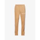 Palm Angels Mens Beige White Classic Logo-Print Jersey Jogging Bottoms M