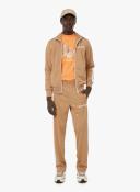 Palm Angels Mens Beige White Classic Logo-Print Jersey Jogging Bottoms XL