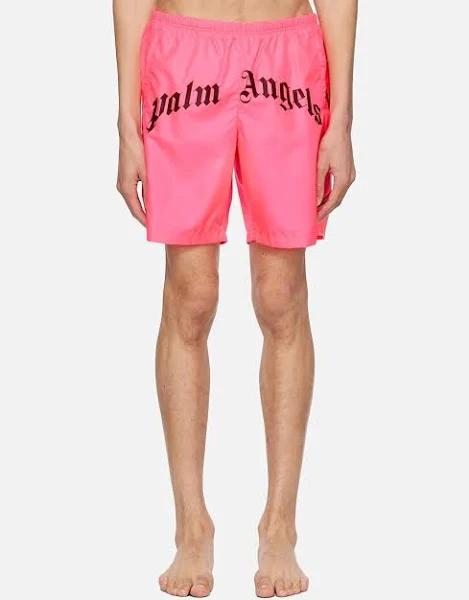 Palm Angels Pink Curved Swim Shorts