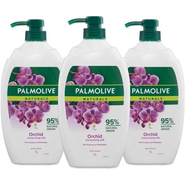 Palmolive Naturals Body Wash 3L (3x1L), Orchid With Moisturizing Milk, Soap Free Shower Gel, No Parabens Phthalates or Alcohol