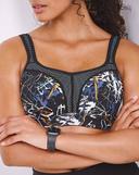 Panache Underwire Sports Bra (5021),34J,Ink Splat, Women's, Blue