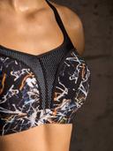 Panache Underwire Sports Bra (5021),34J,Ink Splat, Women's, Blue