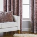 Paoletti Verona Crushed Velvet Eyelet Curtains Blush 46in x 54in