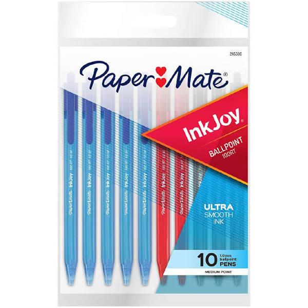 Paper Mate Inkjoy 100RT Retractable 1.0mm Ballpoint Pen Business Assorted Pack of 10