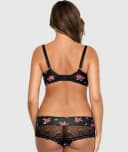 Parfait Casey Contour Plunge Bra - Black W/Rose Print - 22DD