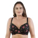Parfait Casey Contour Plunge Bra - Black W/Rose Print - 22DD