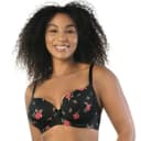 Parfait Casey Contour Plunge Bra - Black W/Rose Print - 22DD