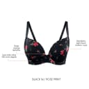 Parfait Casey Contour Plunge Bra - Black W/Rose Print - 22DD