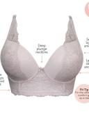 Parfait Sandrine Underwired Longline Plunge Bra - Cameo Rose - 14C
