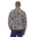Patagonia LW Synch Snap-T Fleece Beige Maroon Blue - XS