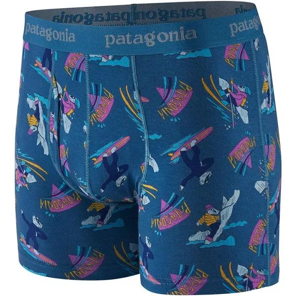 Patagonia Mens Essential Boxer Briefs - 3” XL / Mr. Badger: Wavy Blue