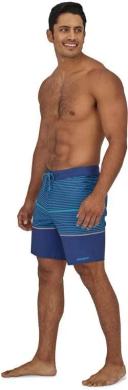 Patagonia Mens Hydropeak 18inch Boardshorts 30 Olivas Stripe / Anacapa Blue