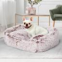 PaWz Dog Calming Bed Warm Soft Plush Comfy Sleeping Kennel Cave Memory Foam Pink S