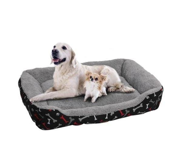 PaWz Pet Dog Cat Bed Deluxe Soft Cushion Lining Warm Kennel Black Bone XL