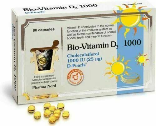Pharma Nord Bio-vitamin D3 1000iu (25ug) D-pearls (80) X 2 Bbe 07/2025