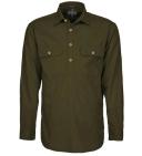 Pilbara Mens Closed Front Long Sleeve Shirt, 2XL / Olive