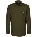 Pilbara Mens Closed Front Long Sleeve Shirt, 2XL / Olive