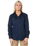 Pilbara Womens Closed Front Long Sleeve Shirt, 16 / French Navy