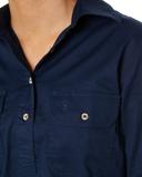 Pilbara Womens Closed Front Long Sleeve Shirt, 16 / French Navy