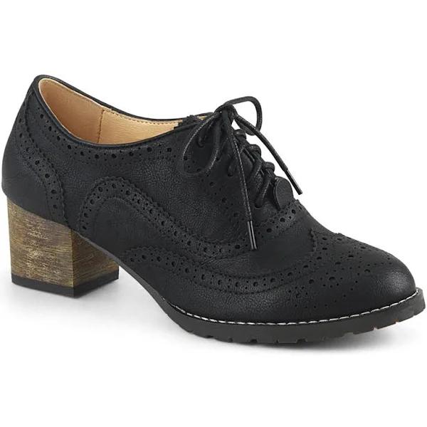 Pin Up Couture RUSSELL-34 Black Faux Leather Size 9