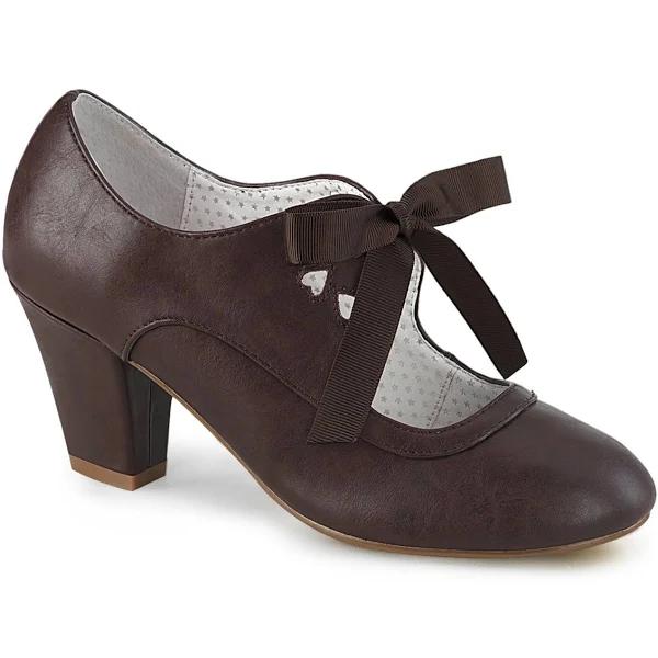 Pin Up Couture WIGGLE-32 Dark Brown Faux Leather Size 10