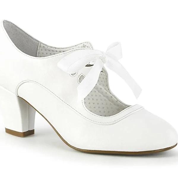 Pin Up Couture WIGGLE-32 White Faux Leather Size 13