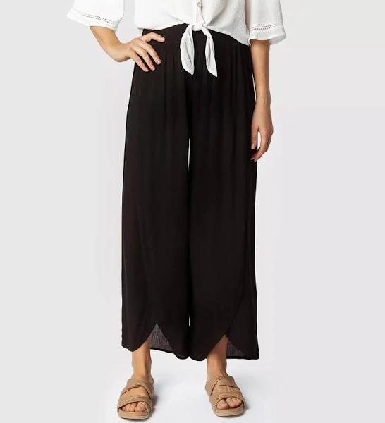 Piping Hot Split Leg Beach Pants | Black | Size 8