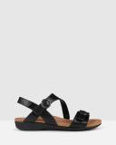 Planet Beck Black Leather Black Womens Leather Sandals Flat Sandals