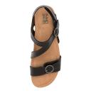Planet Beck Black Leather Black Womens Leather Sandals Flat Sandals