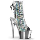 Pleaser ADORE-1018HG Silver Hologram Ostrich Pu Ankle Boot Size 9