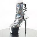 Pleaser ADORE-1018HG Silver Hologram Ostrich Pu Ankle Boot Size 9