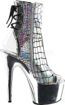 Pleaser ADORE-1018HG Silver Hologram Ostrich Pu Ankle Boot Size 9