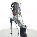 Pleaser ADORE-1018HG Silver Hologram Ostrich Pu Ankle Boot Size 9
