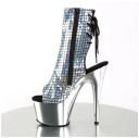 Pleaser ADORE-1018MSC Silver HOLOGRAM/SILVER Chrome Ankle Boot Size 10