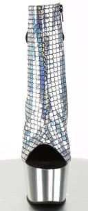 Pleaser ADORE-1018MSC Silver HOLOGRAM/SILVER Chrome Ankle Boot Size 10