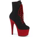 Pleaser ADORE-1020FSTT Blk Faux Suede/Red Faux Suede UK 4