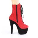 Pleaser ADORE-1020FSTT Blk Faux Suede/Red Faux Suede UK 4
