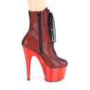 Pleaser ADORE-1020HFN Red Holo/Red Chrome Ankle Boot Size 12